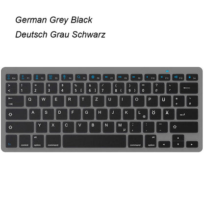 Ultra Slim Universal Wireless Bluetooth Keyboard – Russian, Spanish, French, German, Hebrew & Brazilian Portuguese for iOS, Android & Windows
