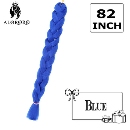 82-Inch Synthetic Braiding Hair Extensions – Jumbo Crochet Box Twist Braids in Green, Red, Pink & Yellow, Pure Color Wholesale