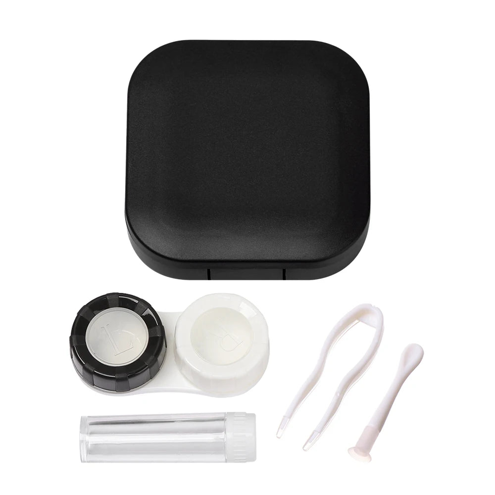 Square Contact Lens Case – Portable Travel Lens Storage & Soaking Box Holder, Solid Color Fashion Eyewear Accessory Container