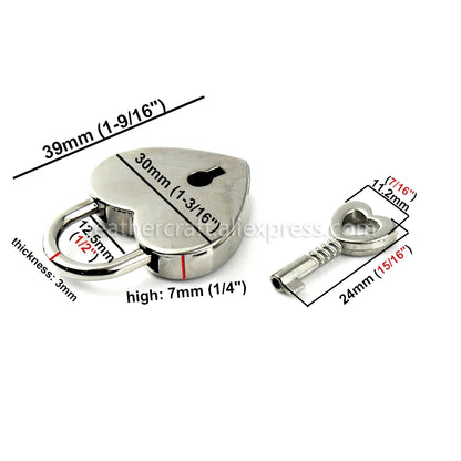 Heart-Shaped Vintage Metal Mini Padlock – Key Lock for Bags, Suitcases, and Luggage with Key