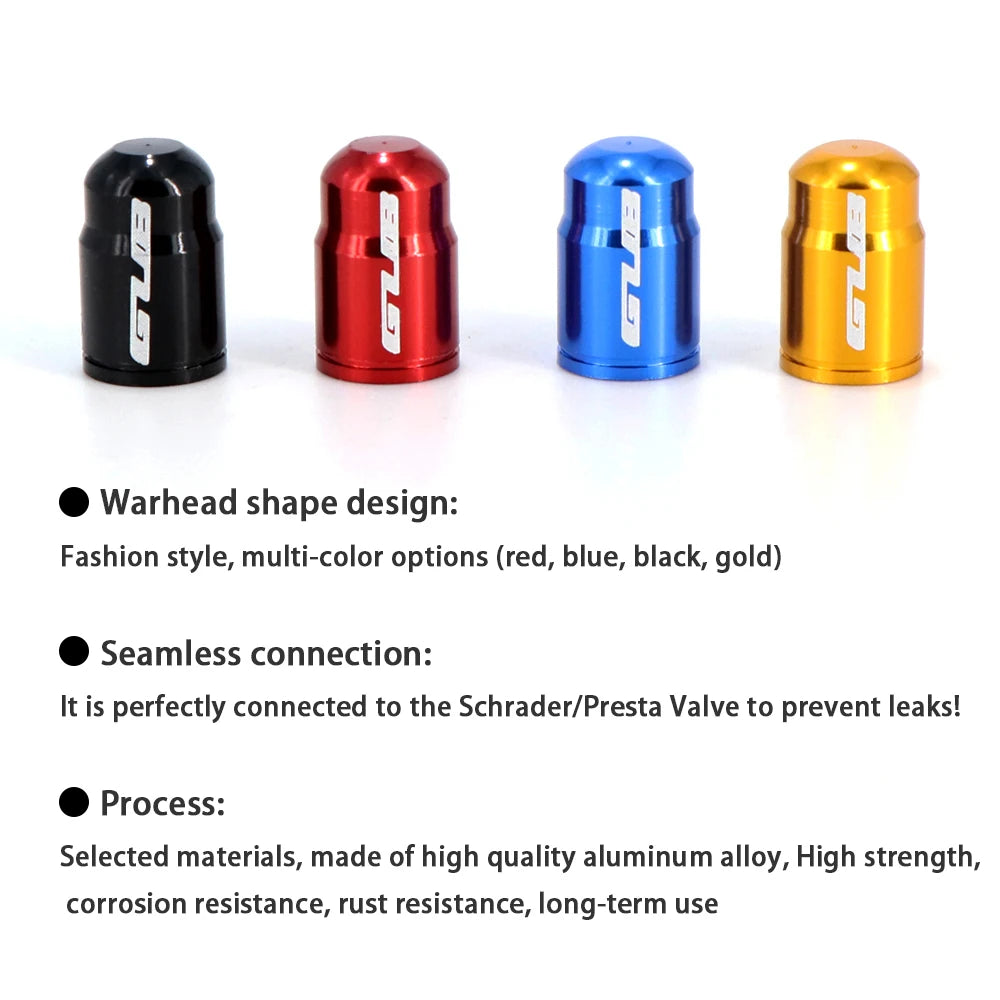 4pcs Aluminum Bike Tire Valve Caps – Ultralight MTB Road Mountain Schrader/Presta Tyre Protectors
