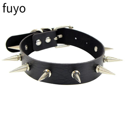 New Spike Choker Necklace – Punk Faux Leather Collar with Big Rivets, Studded Goth Style for Women & Men