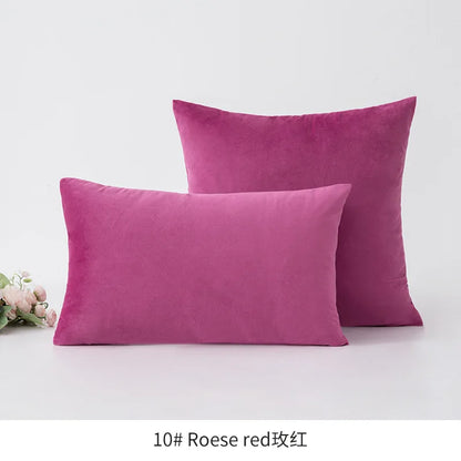 Inyahome Soft Velvet Cushion Cover - Pink Grey Beige Green Decorative Pillowcase For Bedroom Sofa 30x50cm 45x45cm