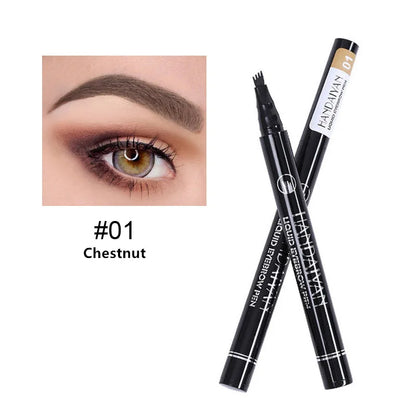 4D Microblading Eyebrow Pen – 4-Fork Tip Waterproof Long-Lasting Eyebrow Tattoo Pencil for Natural Fine Hair-Like Makeup