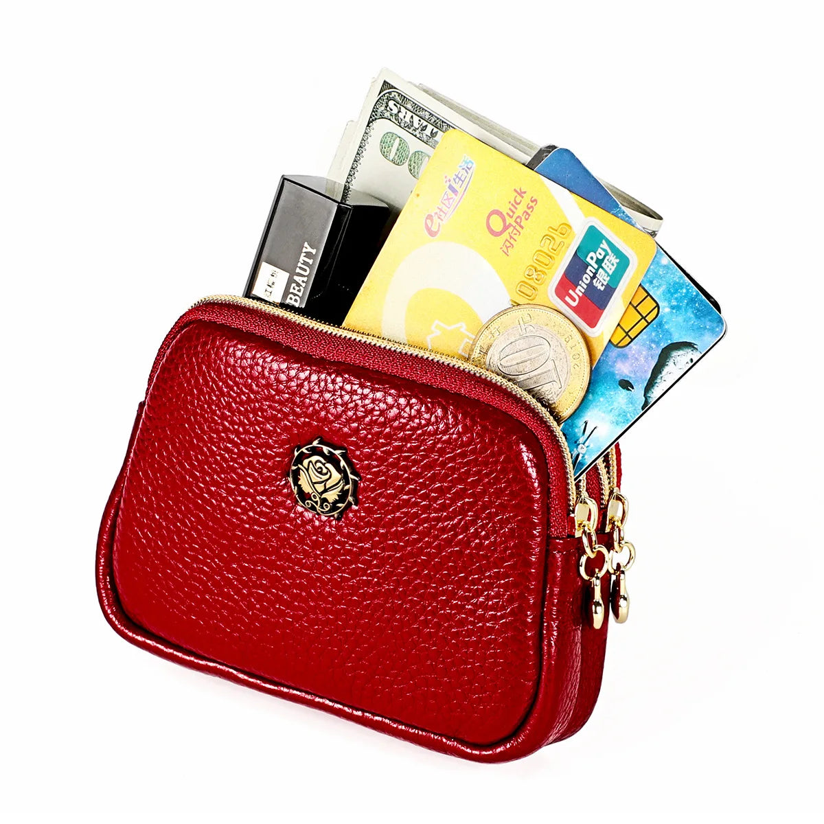Senorita Genuine Leather Women’s Coin Purse – Double Zipper Small Wallet
