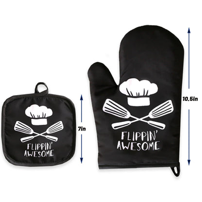 Custom Cartoon Microwave Oven Mitts & Potholder – Heat-Resistant Kitchen Gloves for BBQ, Baking & Cooking