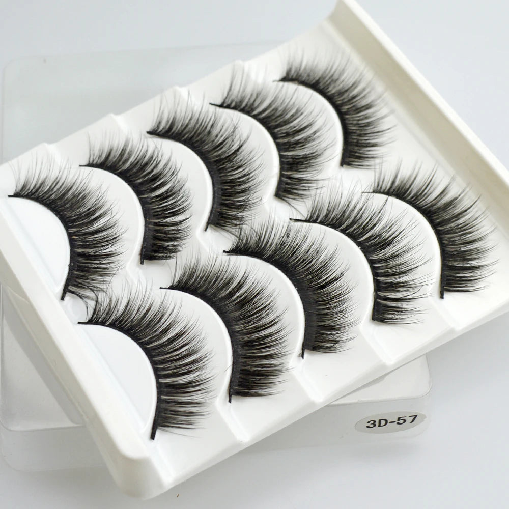 QSTY 5 Pairs 3D Mink False Eyelashes – Natural Long Dramatic Volume Black Lash Extensions
