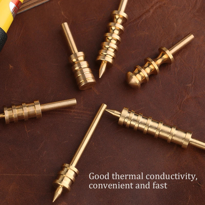 LMDZ Leather Burnisher – Pointed & Flat Tip Edge Tool for Slicking & Burnishing Brass Leathercraft