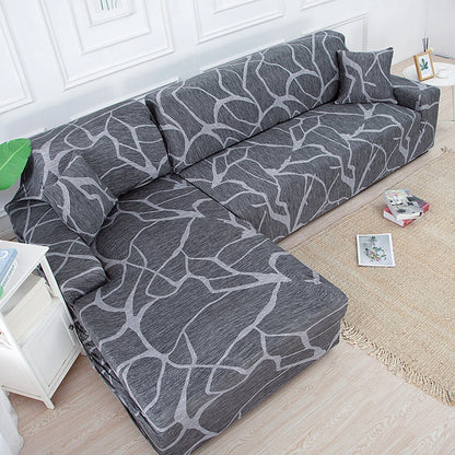 Stretch Sofa Cover - Printed Elastic Slipcover for L-Shaped Corner Couch, Living Room 1/2/3/4 Seat Protector