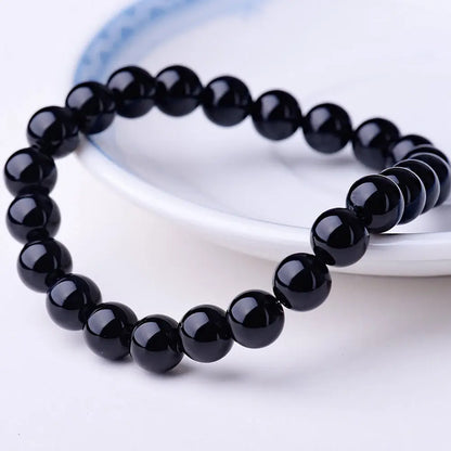 8mm Natural Stone Beaded Bracelet - Black Onyx Lava Tiger Eye Agate Quartz Chakra Yoga Energy Jewelry for Men & Women