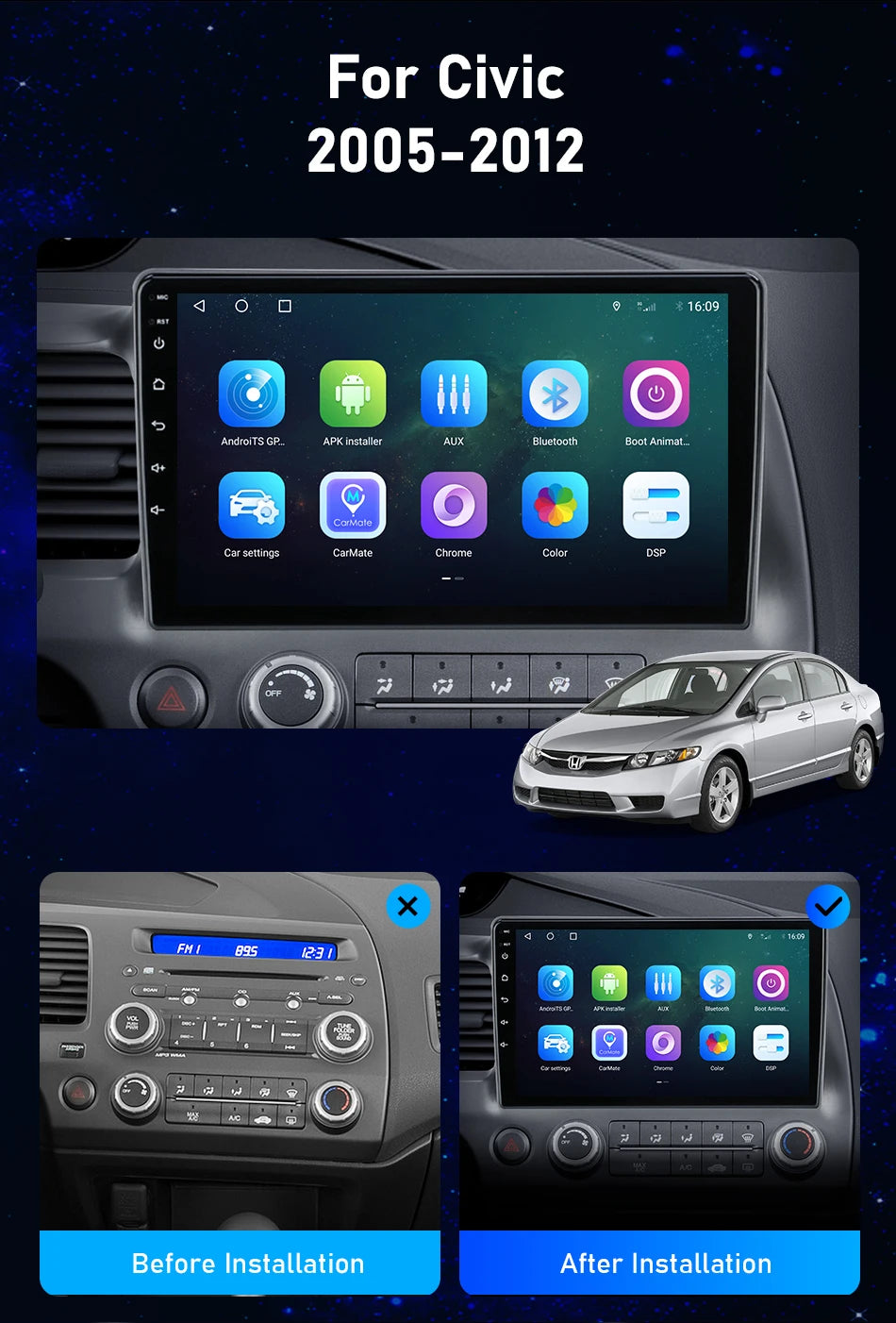 Srnubi 2DIN Car Radio Android 12 – Universal 7"/9" CarPlay Multimedia Player for Nissan, Honda, Toyota, Lada, Volkswagen, Hyundai