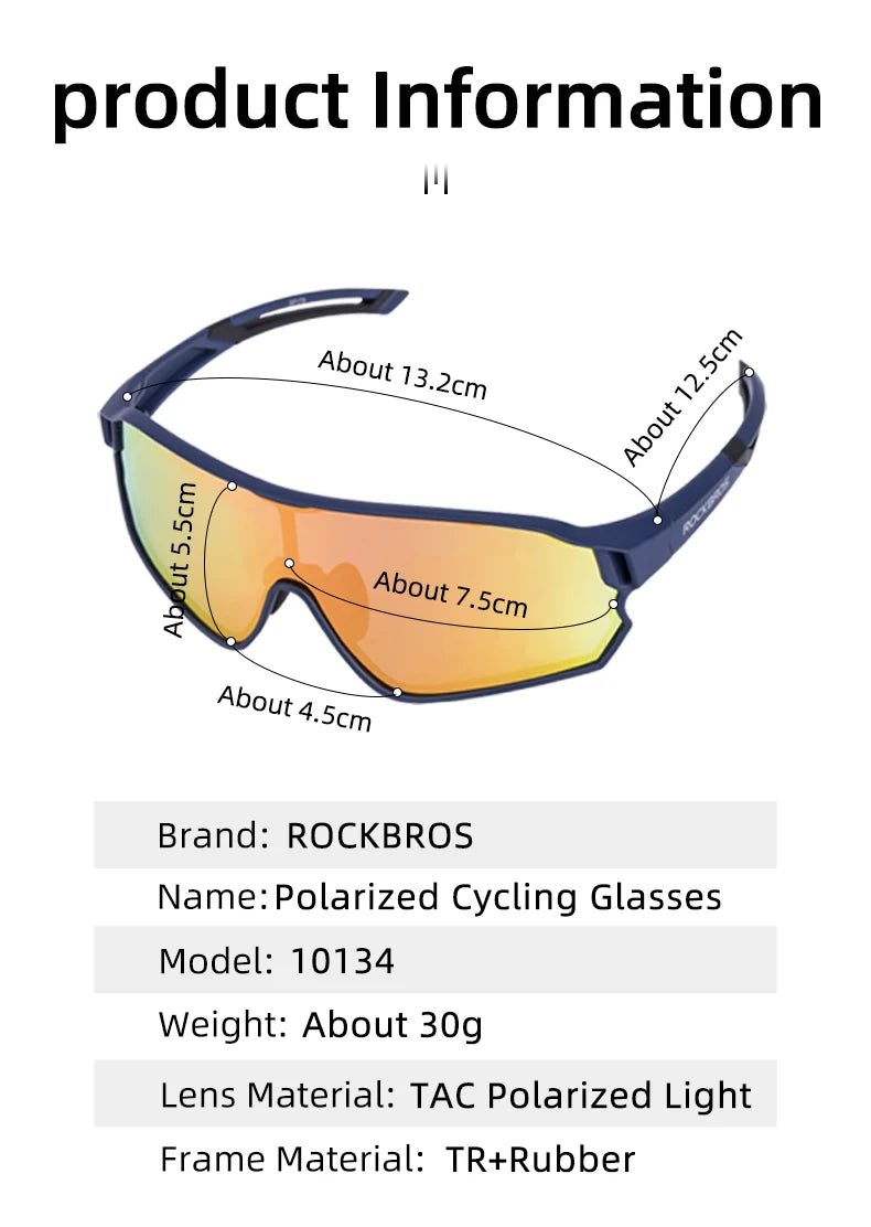 ROCKBROS Polarized Sports Sunglasses — UV400 Cycling Glasses for Outdoor Hiking, Golf & Camping