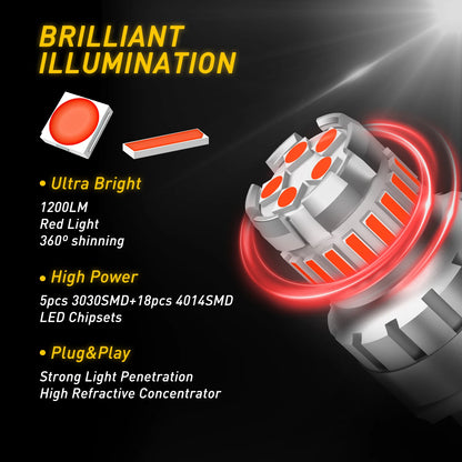 AUXITO 2PCS T20 7443 LED Bulbs – No Error Red & White Brake, Backup, Reverse, DRL Parking Lights