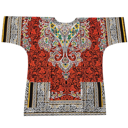 African Dashiki Cotton T-Shirt - Traditional Printed Unisex Fashion Top with Vibrant Ethnic Style Design