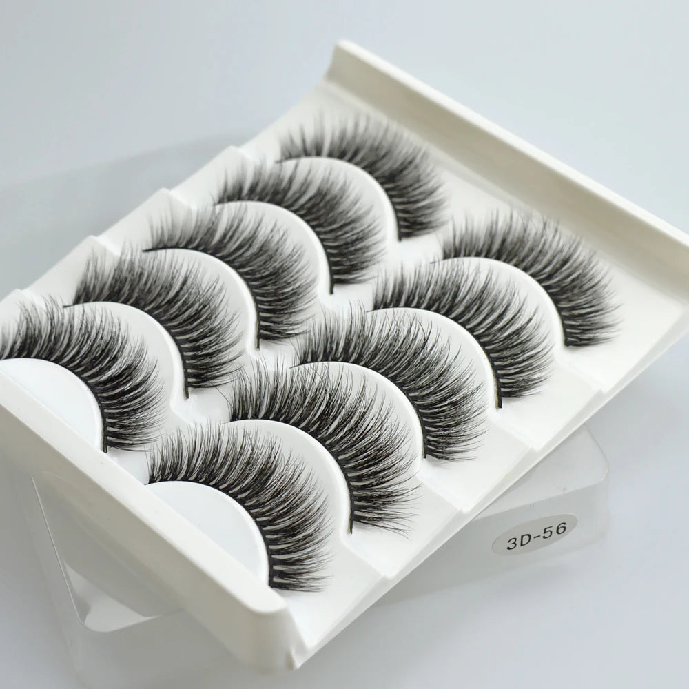 QSTY 5 Pairs 3D Mink False Eyelashes – Natural Long Dramatic Volume Black Lash Extensions