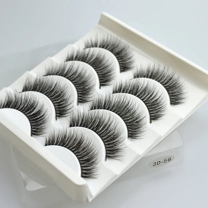 QSTY 5 Pairs 3D Mink False Eyelashes – Natural Long Dramatic Volume Black Lash Extensions