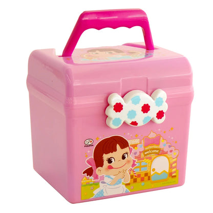 Cute Cartoon Kids Storage Box - Double Layer Portable Plastic Organizer for Toys, Crayons, Snacks & Building Blocks