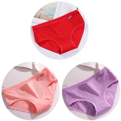 Women’s Cotton Underwear - Candy Color Mid-Waist Breathable Plus Size Briefs