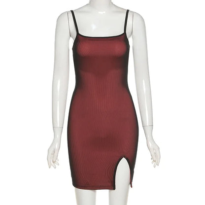 2023 Mesh Double Layer Bodycon Dress – Sexy Sleeveless Bandage Dress, Elastic Split Slim Fit Party & Clubwear for Women
