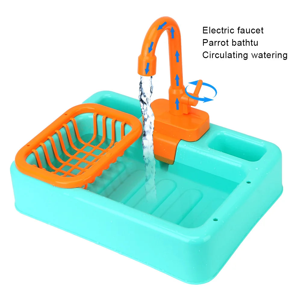 Automatic Parrot Bathtub - Parrot Paddling Pool Bird Feeder with Swimming Pool Faucet, Bath Shower Water Dispenser
