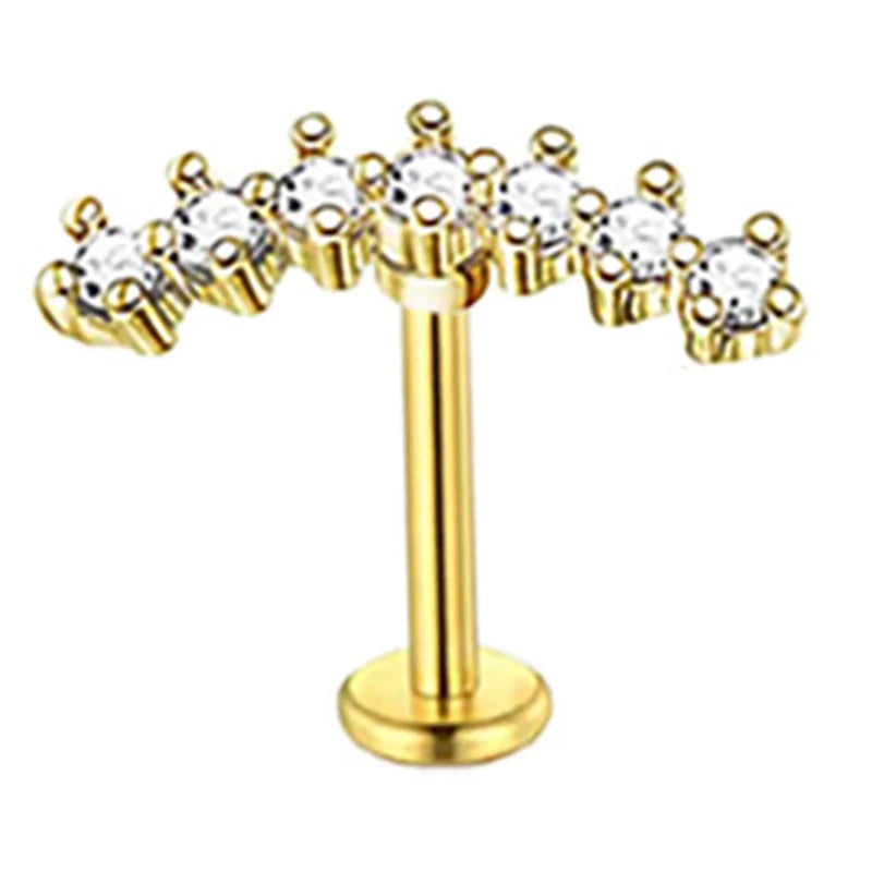Crystal Flower Tragus Piercing Earring – 16G Cross Cartilage, Helix, Conch, Rook, Lobe & Labret Stud Jewelry