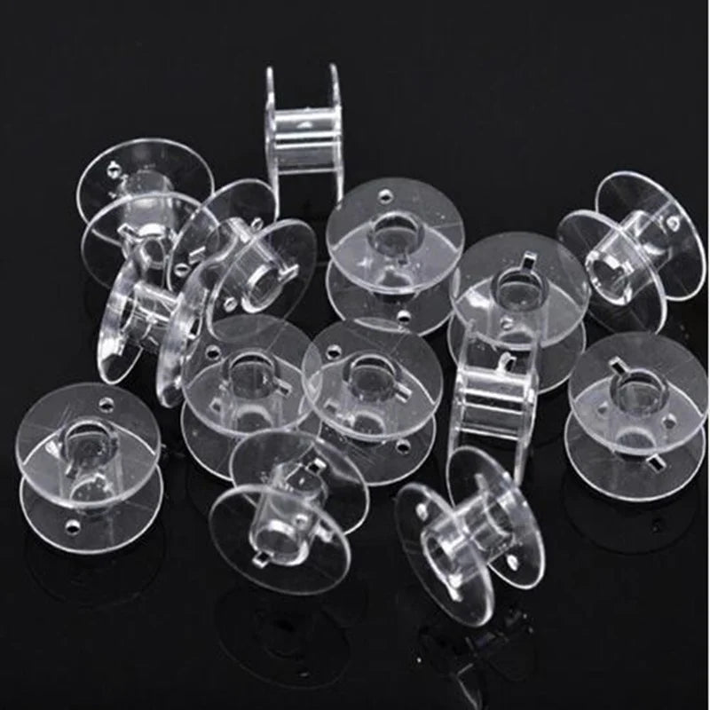 25PCS Clear Sewing Machine Bobbins – Empty Plastic Spools with Storage Box for Home Sewing Accessories