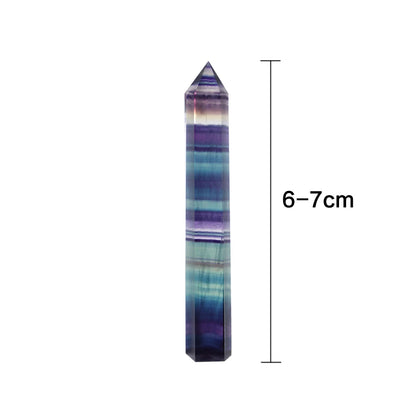 Natural Fluorite Crystal Wand — Colorful Striped Quartz Stone Point for Healing & Energy Treatment (4-7cm)