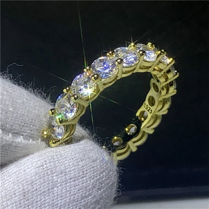 925 Sterling Silver Eternity Band Ring - CZ Diamond Promise Engagement Wedding Jewelry for Women & Men