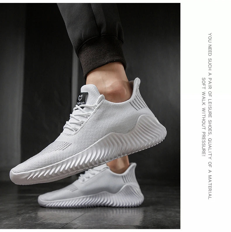 Men's White Sneakers – Casual Walking & Running Shoes, Plus Size 49, Tennis Masculino