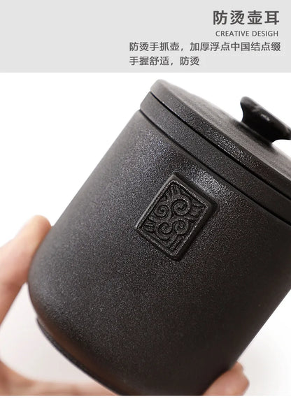 HMLOVE Ceramic Teapot Set – 1 Pot & 4 Cups Chinese Kung Fu Gaiwan with Strainers, 260ML Portable Travel Teaware Gift for Business