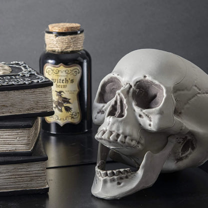 Plastic Skull Head Figurine — Scary Skeleton Decorative Statue for Halloween, Bar, Party & Home Decor