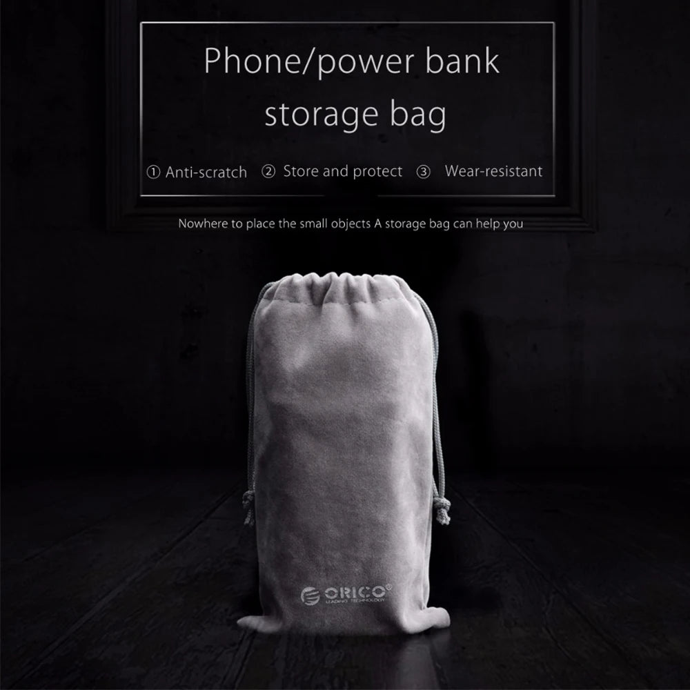 ORICO Soft Storage Bag for Power Bank, USB Charger, External Battery, Mobile Phone, HDD – Gray Travel Pouch Case