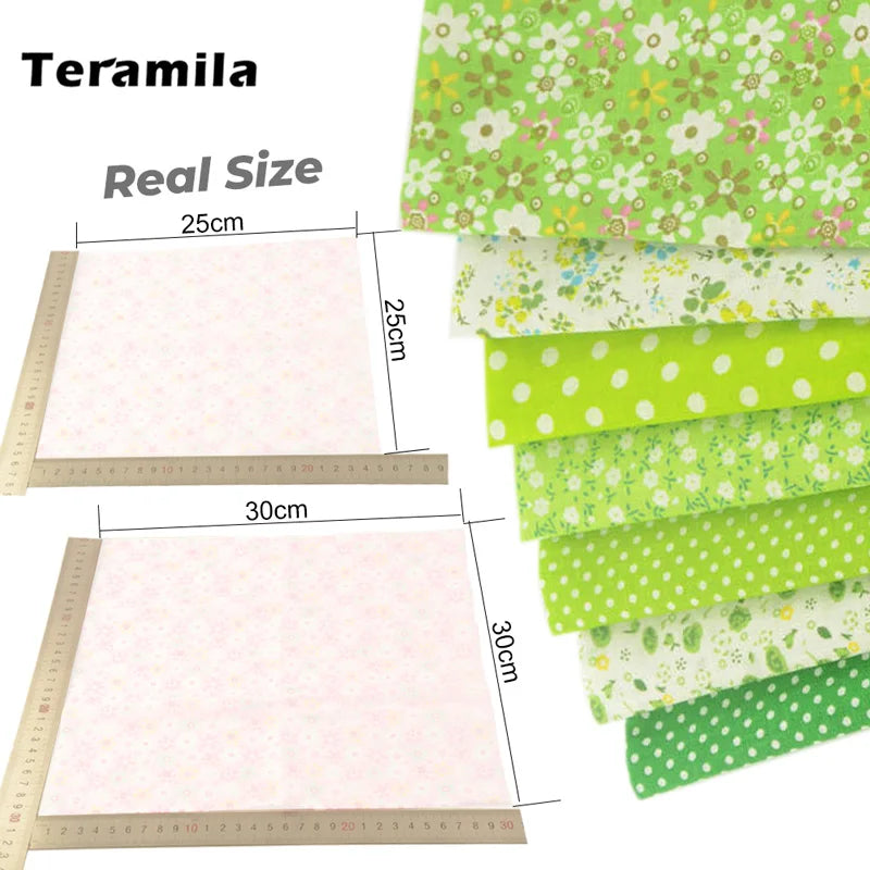Teramila 7/8 Pcs Patchwork Quilt Fabrics Set - 30x30cm/25x25cm Cotton Sewing Cloth for Needlework and Handmade Projects