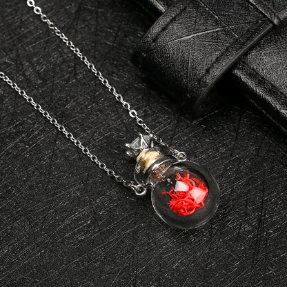 Openable Glaze Vial Pendant Necklace – Water Drop Heart Mini Perfume Bottle, Keepsake Jewelry Gift with Steel Chain