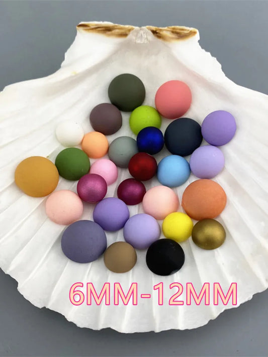ABS Flat Half Round Beads - 6mm & 10mm Matte Plastic Beads for Clothing Accessories