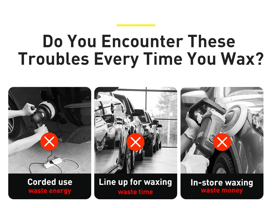 Baseus Wireless Car Polisher — Cordless Electric Waxing & Polishing Machine with Adjustable Speed for Auto Detailing