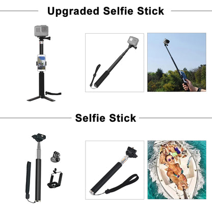 ORBMART GoPro Accessories Set Compatible with Hero 4–13 Black, Mounts for DJI, Insta360, SJCam Action Cameras