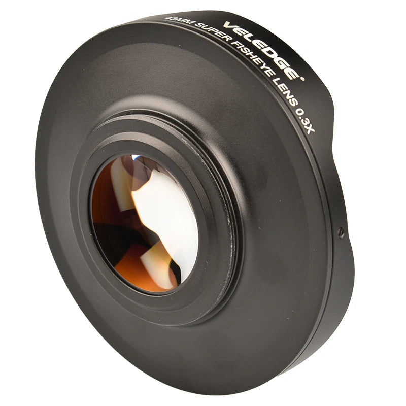 VLOGMAGIC 37mm / 43mm 0.3X Fisheye Wide-Angle Lens Adapter - Ultra-Wide Video Camera & Camcorder Lens with Hood