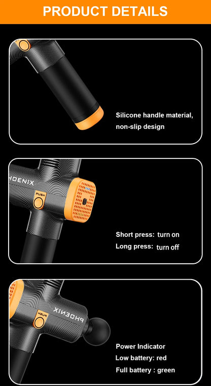 Phoenix A2 Massage Gun – Deep Tissue Muscle Relaxation, Handheld Portable Fascia Vibrator with Display