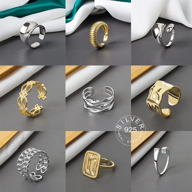925 Sterling Silver Women’s Open Wave Ring – Irregular Wide Noodle Design Gift