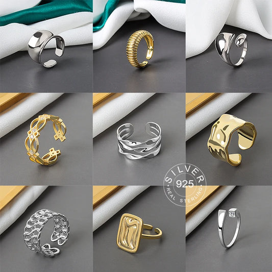 925 Sterling Silver Women’s Open Wave Ring – Irregular Wide Noodle Design Gift