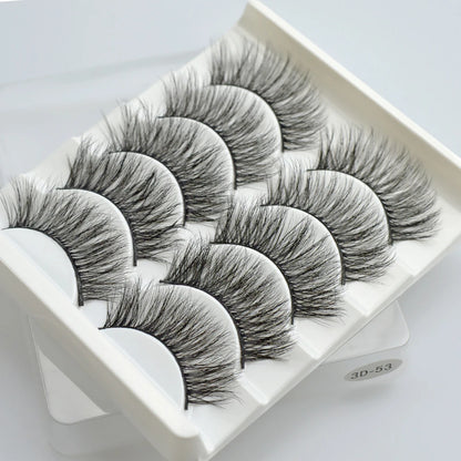 QSTY 5 Pairs 3D Mink False Eyelashes – Natural Long Dramatic Volume Black Lash Extensions