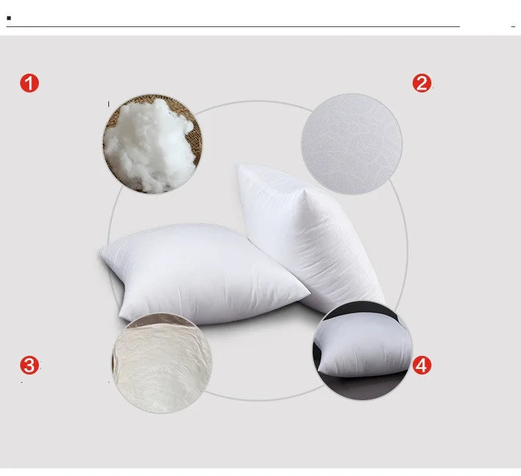 Solid Cushion Core – PP Cotton Filler Pillow for Head, Waist, and Seat, Available in Multiple Sizes (30x30cm to 65x65cm)