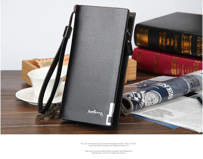 Baellerry Men’s Long Wallet – Large Capacity Zipper Clutch with Card Holder & Coin Pocket, Luxury Handbag Purse
