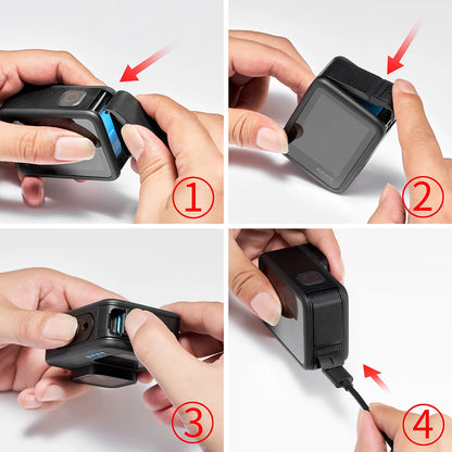 GoPro Hero 12/11/10/9 Flip Battery Side Cover – Removable Door with Charging Port for Accessories