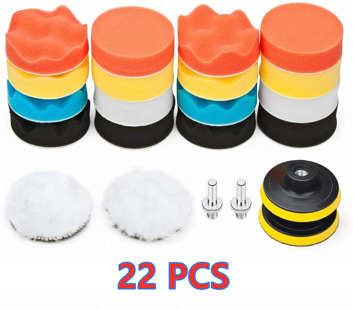 Car Polishing Sponge Pads Kit – Foam Buffer Waxing Pads for Scratch Removal, Auto & Motorcycle Paint Polishing and Detailing Tool Kit