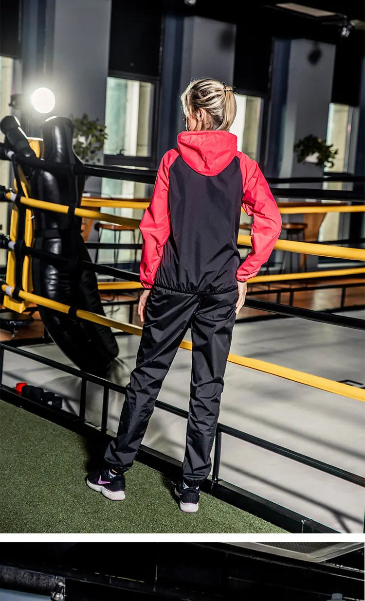 Unisex Sauna Suit — Women's & Men's Gym Clothing Set with Pullover Hoodie for Running, Fitness, Weight Loss & Sweating
