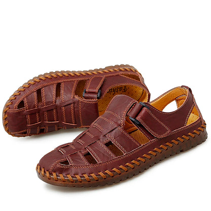 Genuine Leather Roman Men's Sandals - Summer Business Casual Outdoor Beach Wading Slippers Shoes Size 38-47