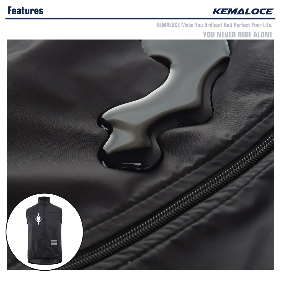 KEMALOCE 2023 Cycling Vest - Navy Blue Windproof Sleeveless Bicycle Gilet, Lightweight MTB Sports Wind Vest for Men