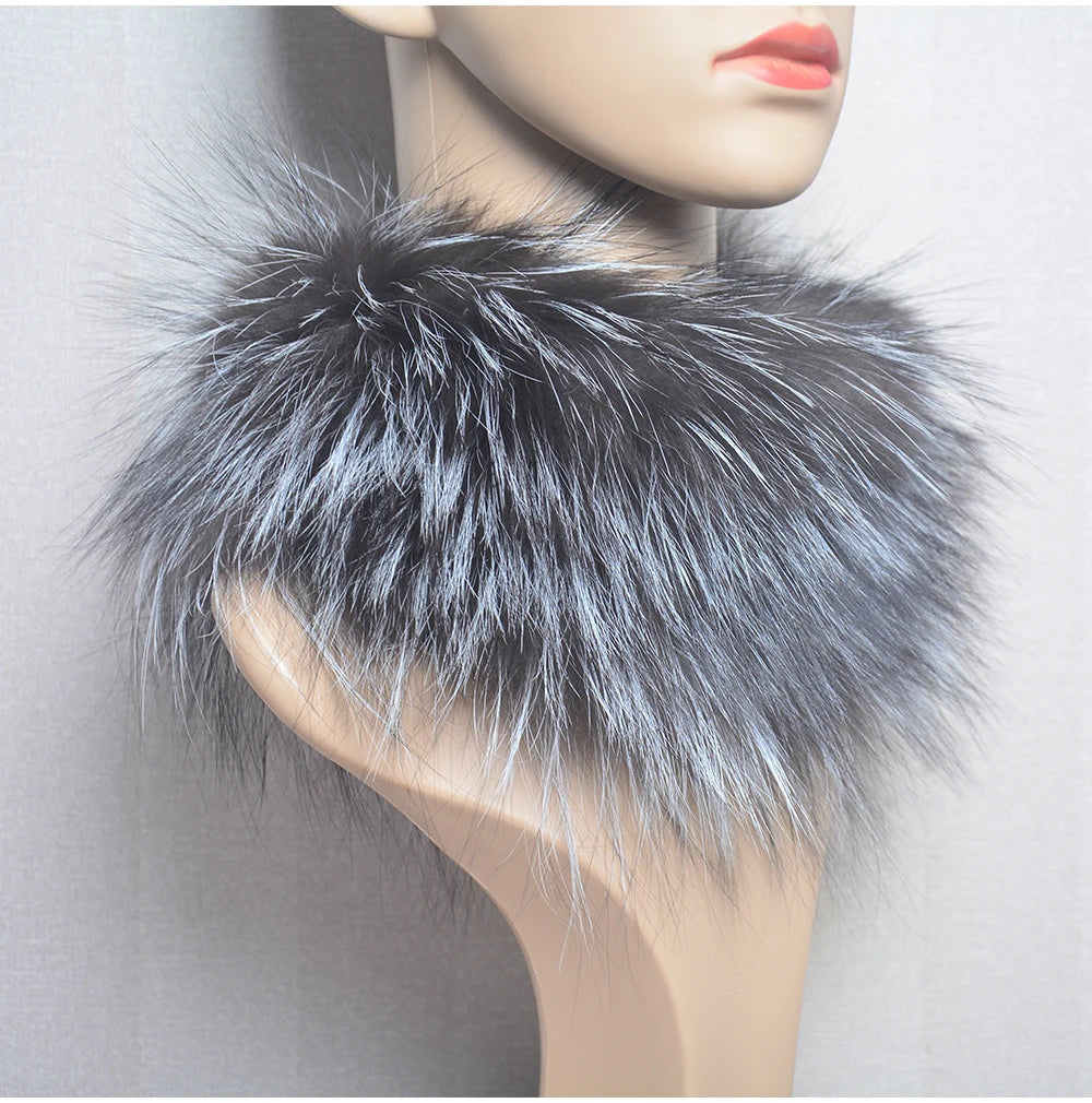 2025 Real Fox Fur Scarf and Headband – Luxury Winter Neck Warmer for Women, 100% Natural Fur, Elastic Ring Muffler